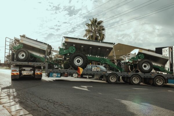 Landaco Trailing Spreaders on truck for delivery